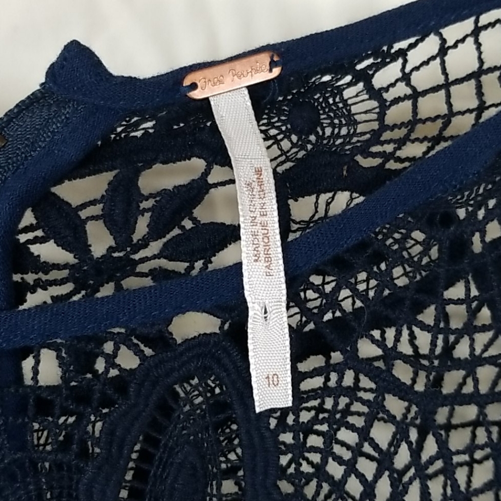 Free People ● Macrame Crochet Drop Waist  Prairie  Dress Boho Anthro 10